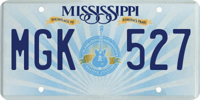 MS license plate MGK527