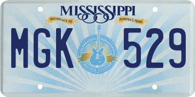 MS license plate MGK529