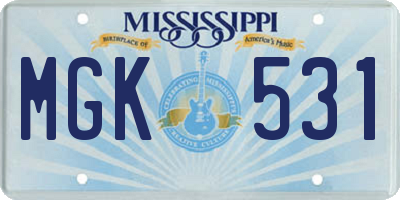 MS license plate MGK531