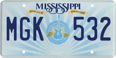 MS license plate MGK532