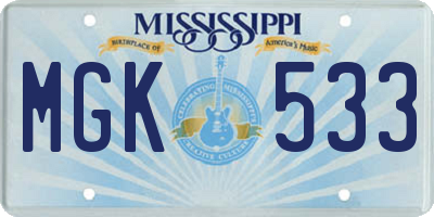 MS license plate MGK533