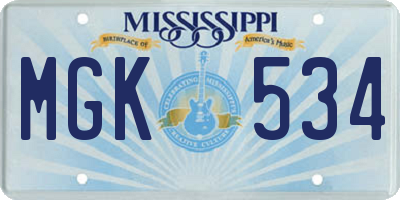 MS license plate MGK534