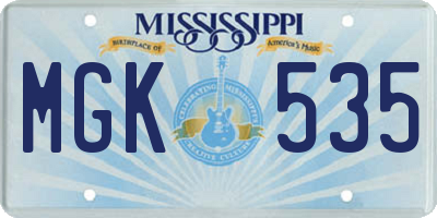 MS license plate MGK535