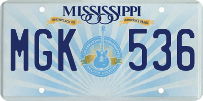 MS license plate MGK536