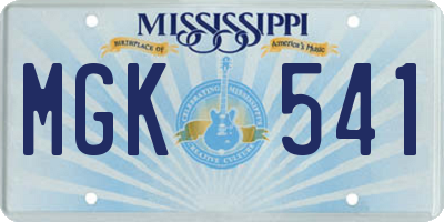 MS license plate MGK541