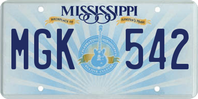 MS license plate MGK542