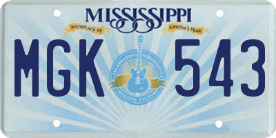 MS license plate MGK543