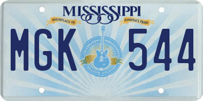 MS license plate MGK544