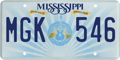 MS license plate MGK546