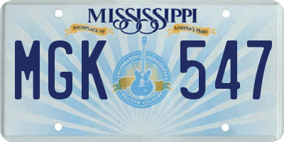 MS license plate MGK547