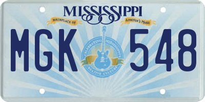 MS license plate MGK548