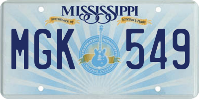 MS license plate MGK549