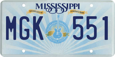 MS license plate MGK551