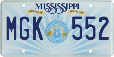MS license plate MGK552