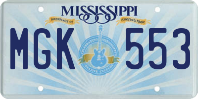 MS license plate MGK553