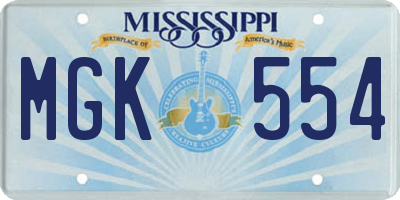 MS license plate MGK554