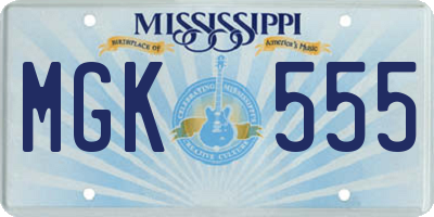 MS license plate MGK555