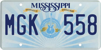 MS license plate MGK558