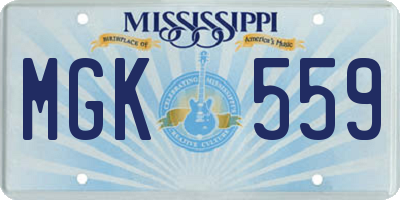 MS license plate MGK559