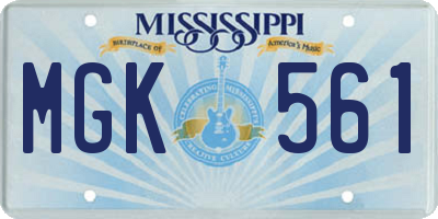 MS license plate MGK561
