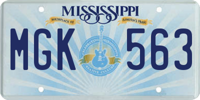 MS license plate MGK563