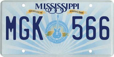 MS license plate MGK566