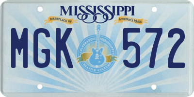 MS license plate MGK572