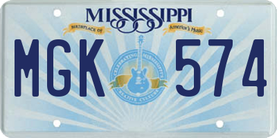 MS license plate MGK574