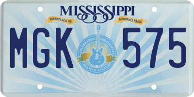 MS license plate MGK575