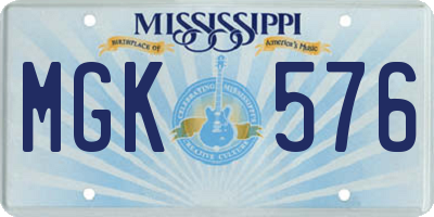 MS license plate MGK576