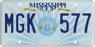 MS license plate MGK577
