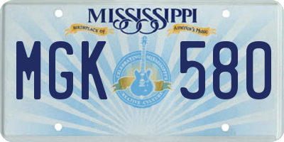 MS license plate MGK580