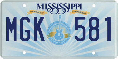 MS license plate MGK581