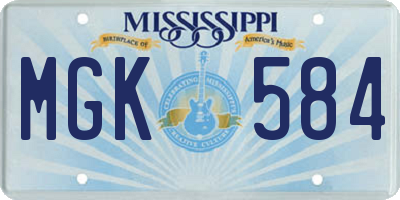 MS license plate MGK584