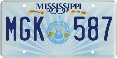 MS license plate MGK587