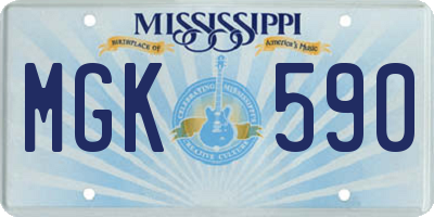 MS license plate MGK590