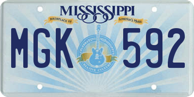 MS license plate MGK592