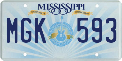 MS license plate MGK593