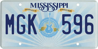 MS license plate MGK596