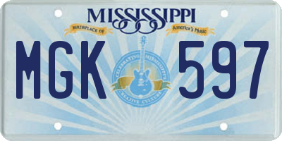 MS license plate MGK597