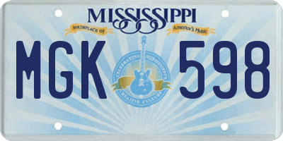 MS license plate MGK598