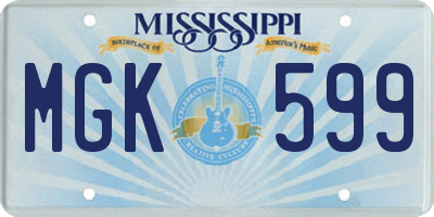 MS license plate MGK599