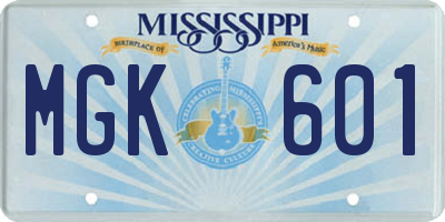 MS license plate MGK601