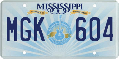 MS license plate MGK604