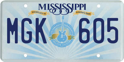 MS license plate MGK605