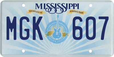 MS license plate MGK607