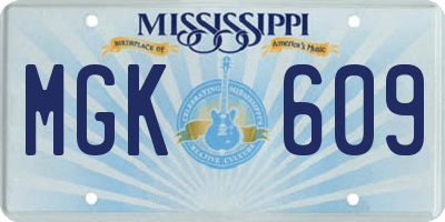 MS license plate MGK609