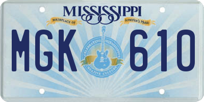 MS license plate MGK610