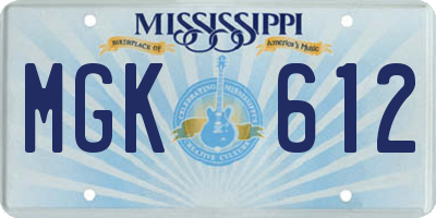 MS license plate MGK612