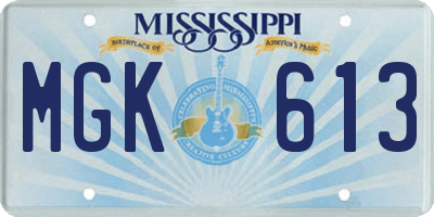 MS license plate MGK613